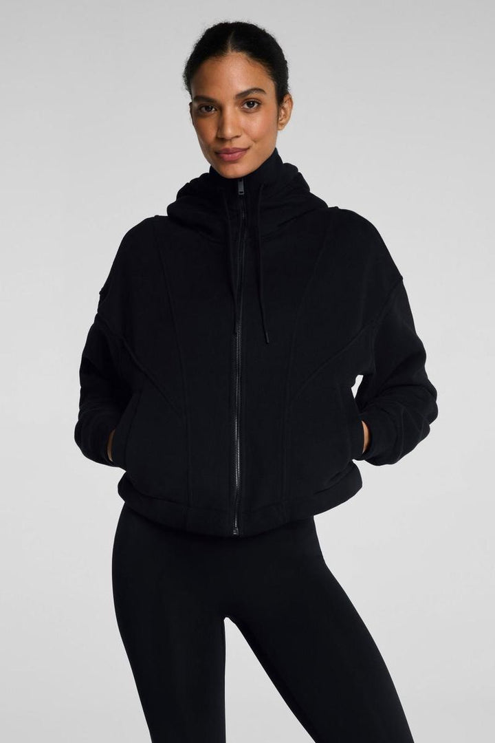 Spanx - Spanx® Boostup Cotton Fleece Full Zip Hoodie in Very Black