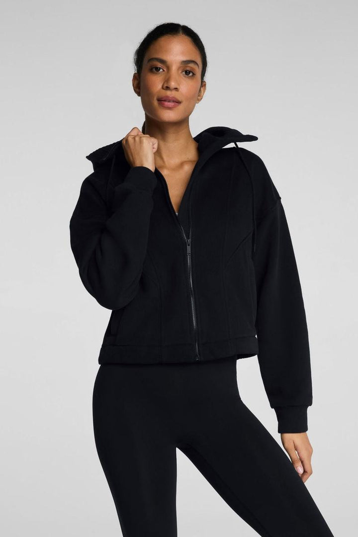Spanx - Spanx® Boostup Cotton Fleece Full Zip Hoodie in Very Black