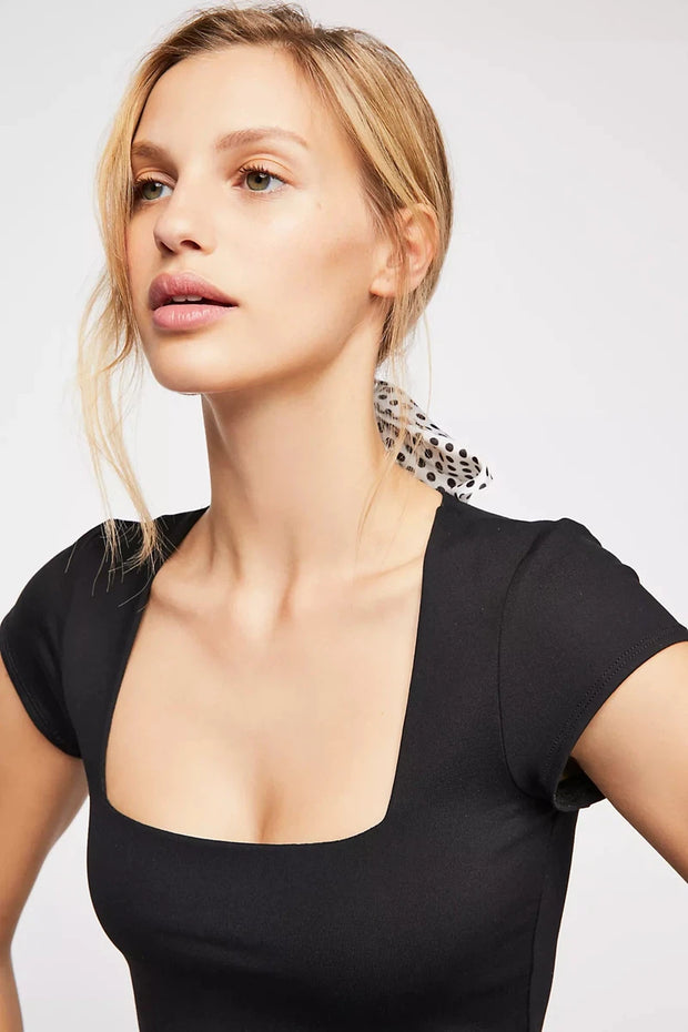 Free People - Fair and Square Neck Duo Bodysuit in Black