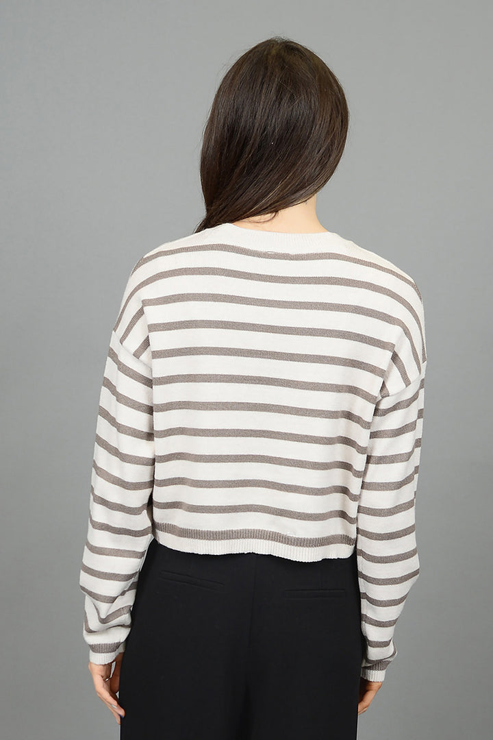 Second Skin by RD Style - Dilma Long Sleeve Crew Neck Pull-Over in 28K8 Oatmeal/Shitake