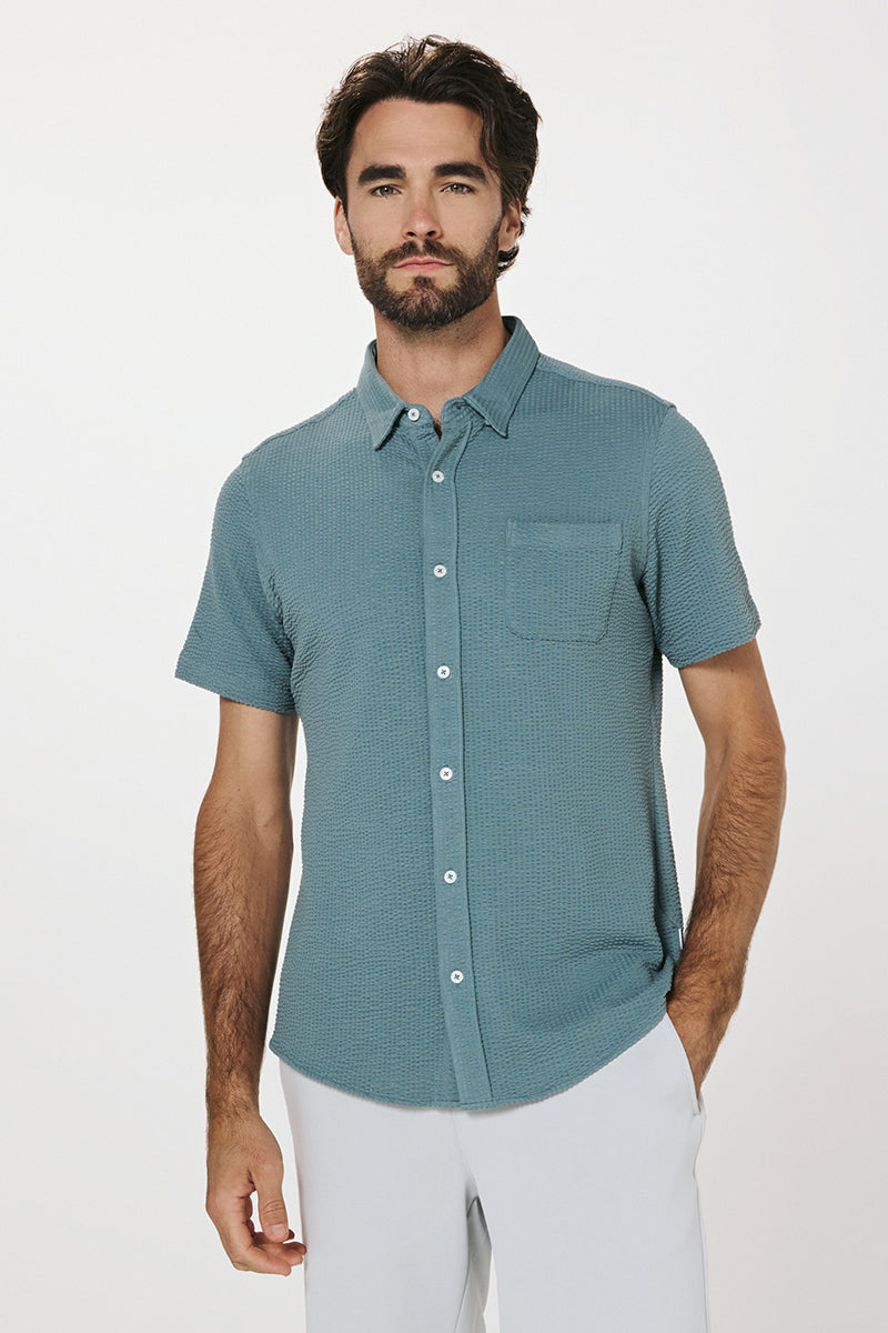 7DIAMONDS - Bennet Seersucker Stretch Short Sleeve Shirt