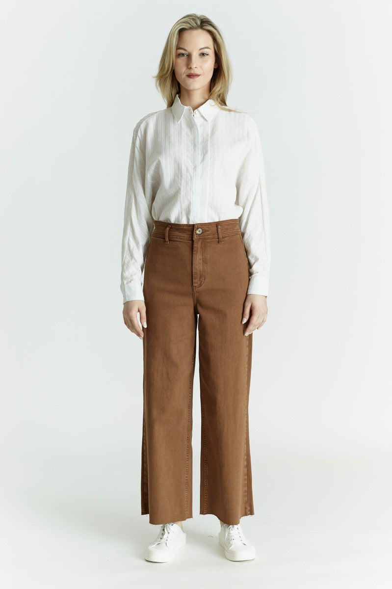 Oat NY - High-Rise Wide Leg Jean in Harvest Brown