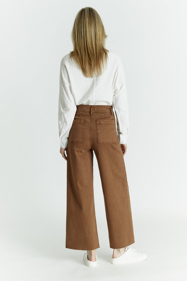 Oat NY - High-Rise Wide Leg Jean in Harvest Brown