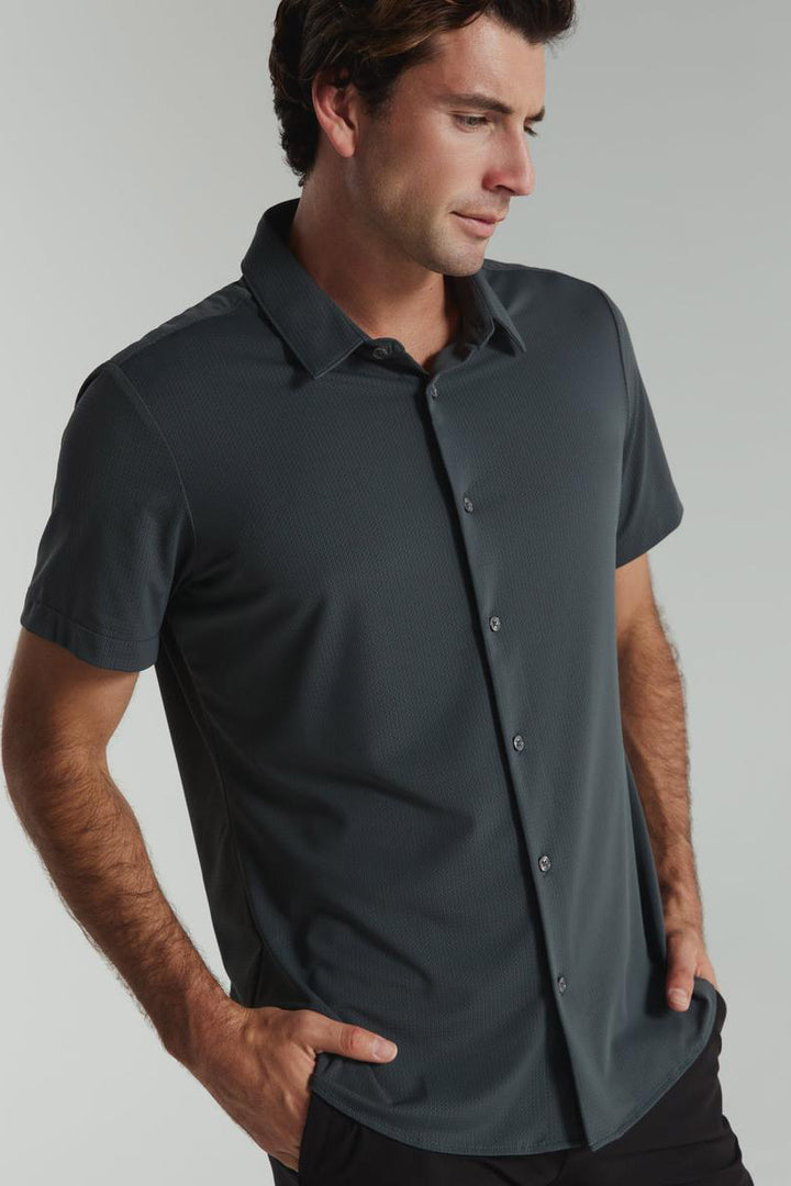 7DIAMONDS - Aldridge Short Sleeve Shirt in Petrol Navy