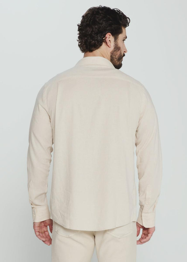7DIAMONDS - Oasis Linen Long Sleeve Shirt in Sand