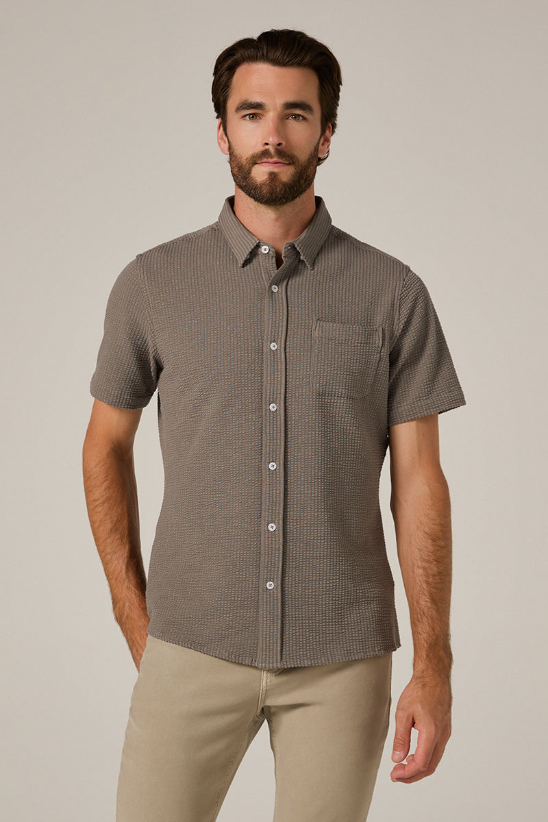 7DIAMONDS - Bennet Seersucker Stretch Short Sleeve Shirt