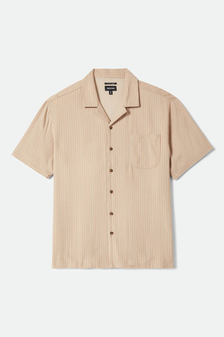 Brixton - Bunker Slub Short Sleeve Woven Tee in Italian Clay Stripe
