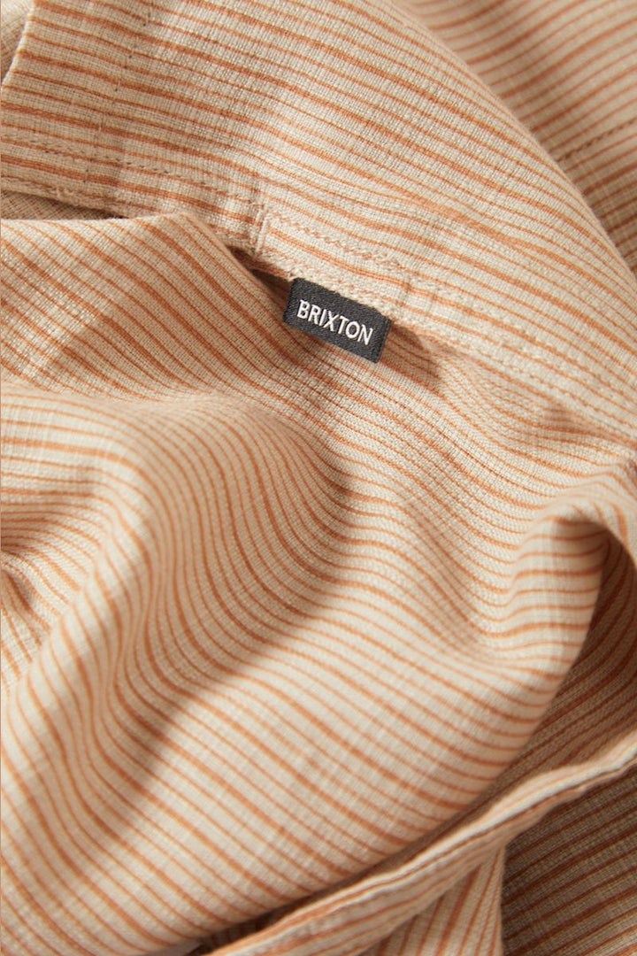 Brixton - Bunker Slub Short Sleeve Woven Tee in Italian Clay Stripe