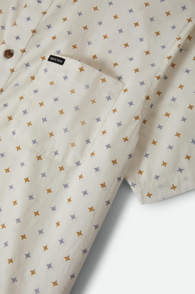 Brixton - Charter Print Shirt in Off White Multi Diamond Tile