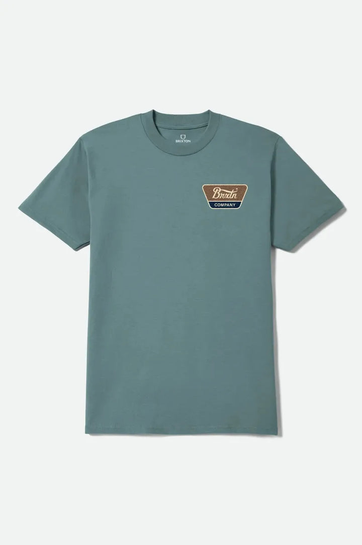 Brixton - Linwood Standard T-Shirt in Ocean Breeze/Brown/Dark Navy