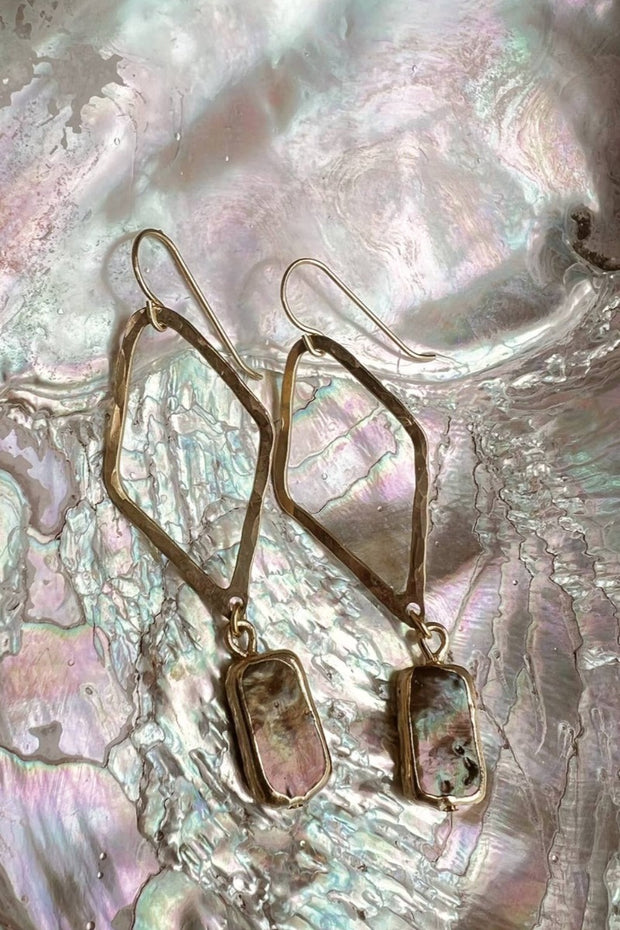 Toasted Jewelry - Abalone Diamond Earrings - 14k Gold Filled