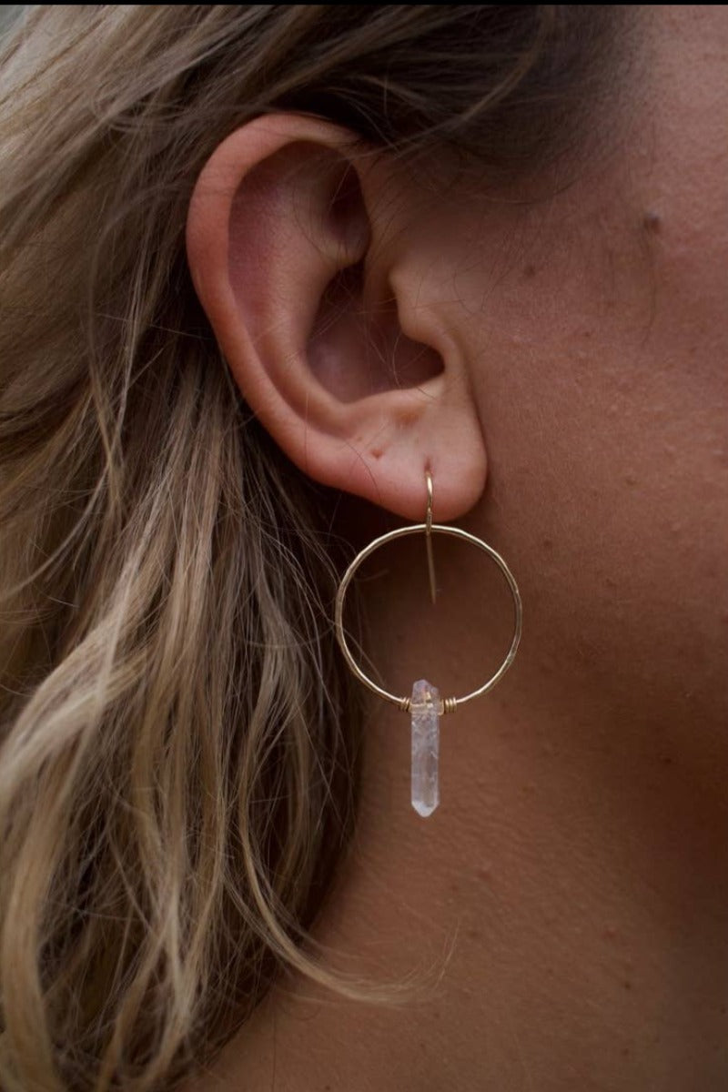 Toasted Jewelry - Mini Crystal Quartz Hoops - Sterling Silver