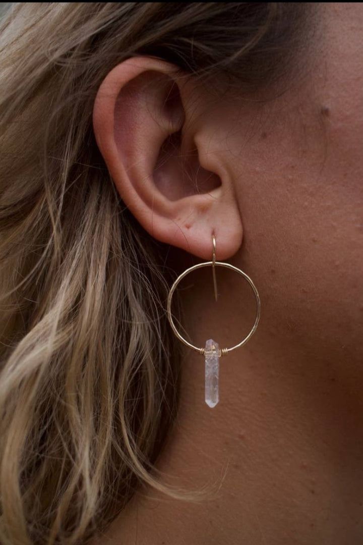 Toasted Jewelry - Mini Crystal Quartz Hoops - Sterling Silver