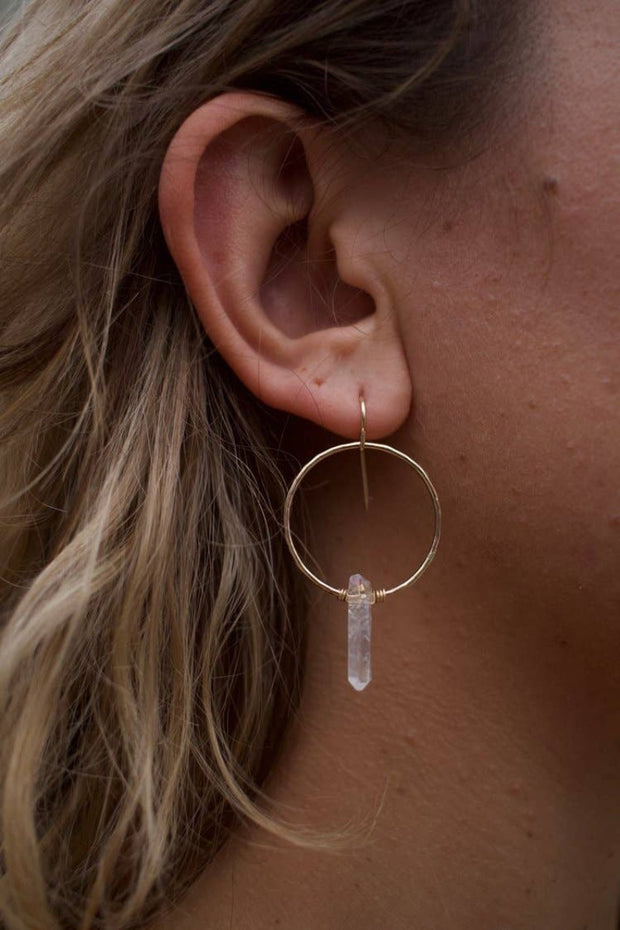 Toasted Jewelry - Mini Crystal Quartz Hoops - 14k Gold Filled