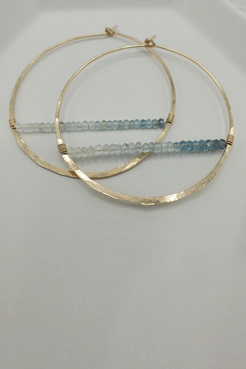 Tela Bella - Moss Aquamarine Horizon gold Hoops