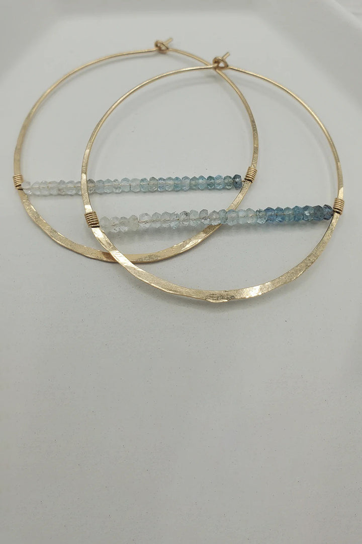 Tela Bella - Moss Aquamarine Horizon gold Hoops