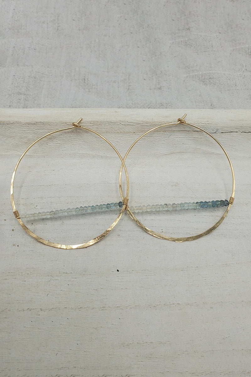 Tela Bella - Moss Aquamarine Horizon gold Hoops