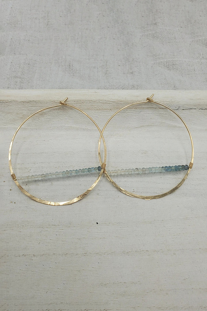 Tela Bella - Moss Aquamarine Horizon gold Hoops