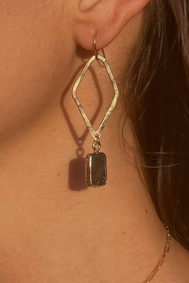 Toasted Jewelry - Abalone Diamond Earrings - 14k Gold Filled