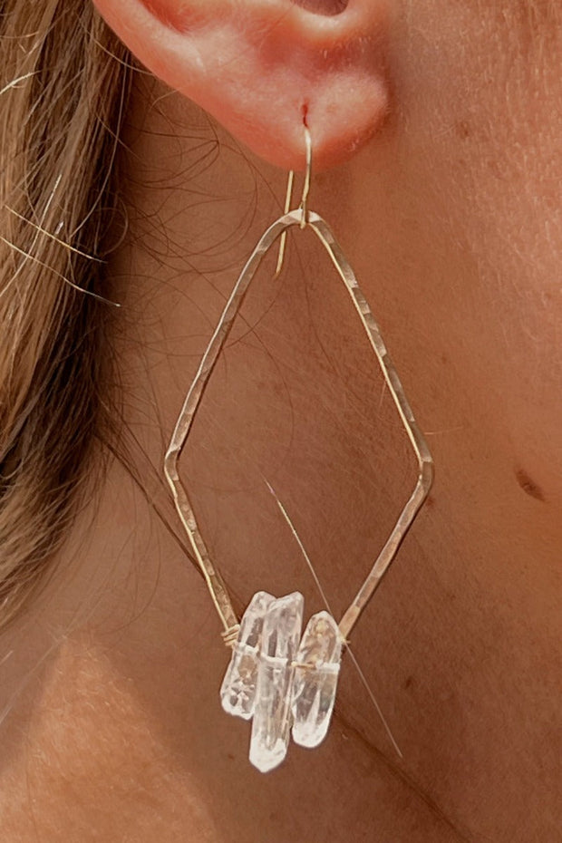 Toasted Jewelry - Papaya Crystal Diamond Earrings - Sterling Silver