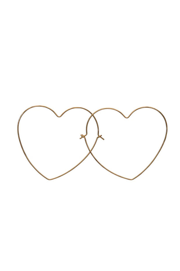 Kenda Kist - Wire Heart Hoop Earrings - Large in Gold