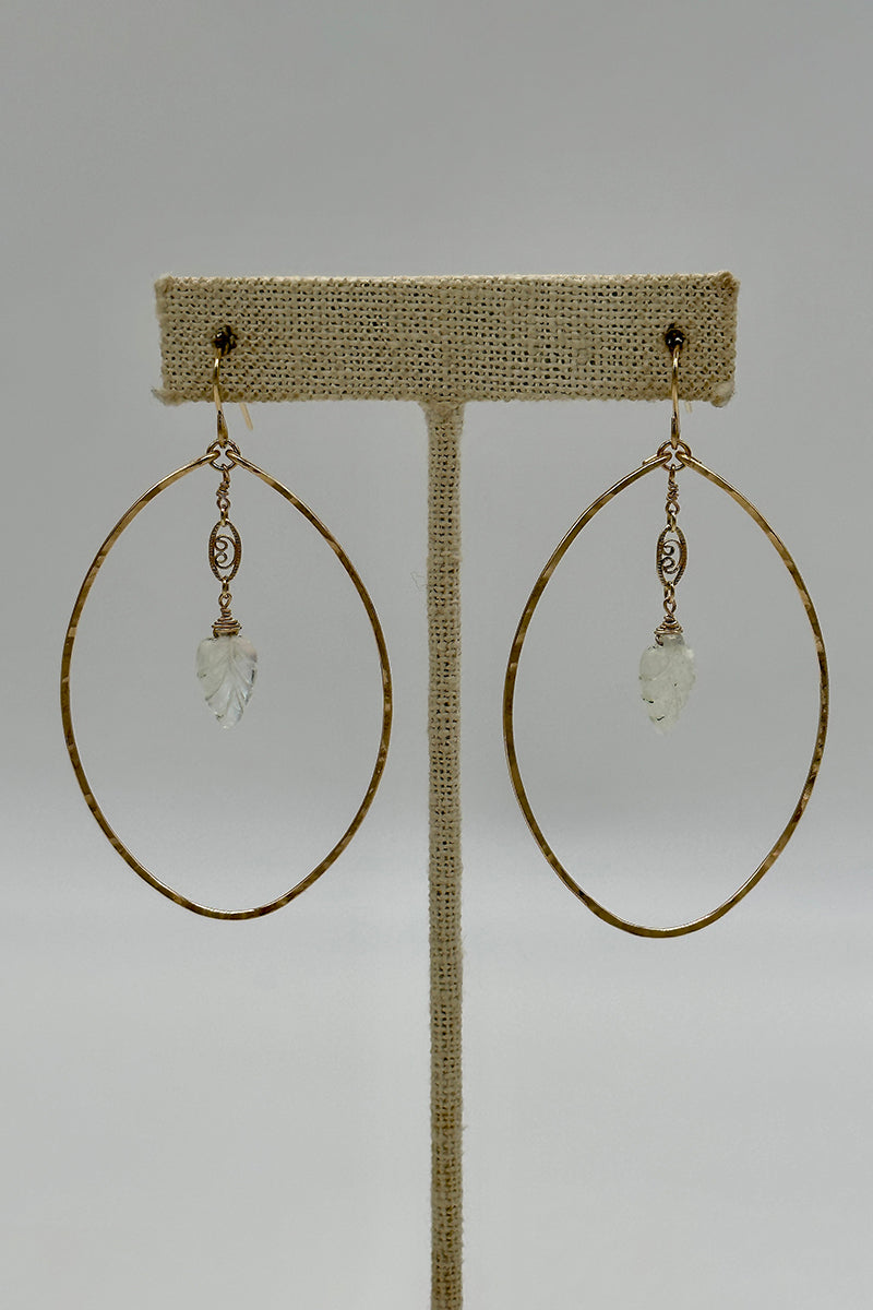 Tree Myriah - Honey Dove Eria Hoops with Moonstone Leaf