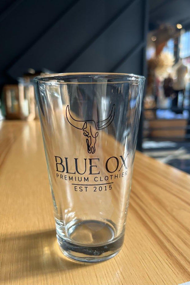 Blue Ox Boutique - Tall Pint Glass with Logo