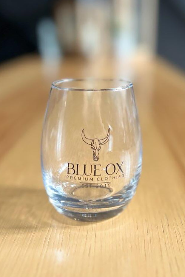 Blue Ox Boutique - Stemless Wine Glass with Logo