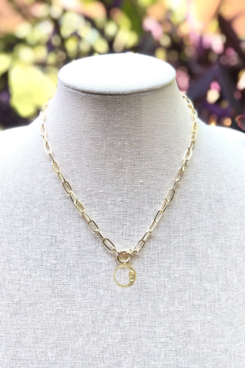 Marit Rae Jewelry - 17" Gold Chain with Medium Sized "Crescent Moon" Charm