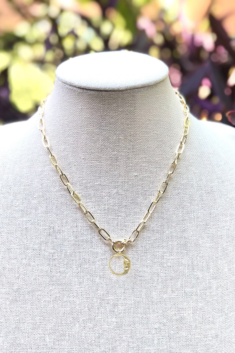 Marit Rae Jewelry - 17" Gold Chain with Medium Sized "Crescent Moon" Charm