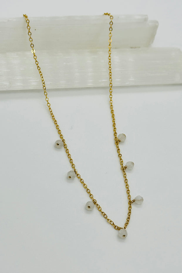 Golden Gal - 18 inch Chain 7 stone Necklace with Moonstone Gems