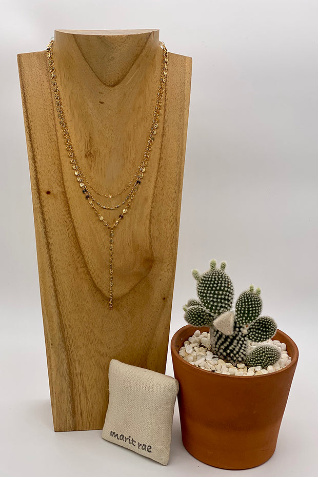 Marit Rae Jewelry - Triple Layer Labradorite Beaded Rosary Chain Necklace