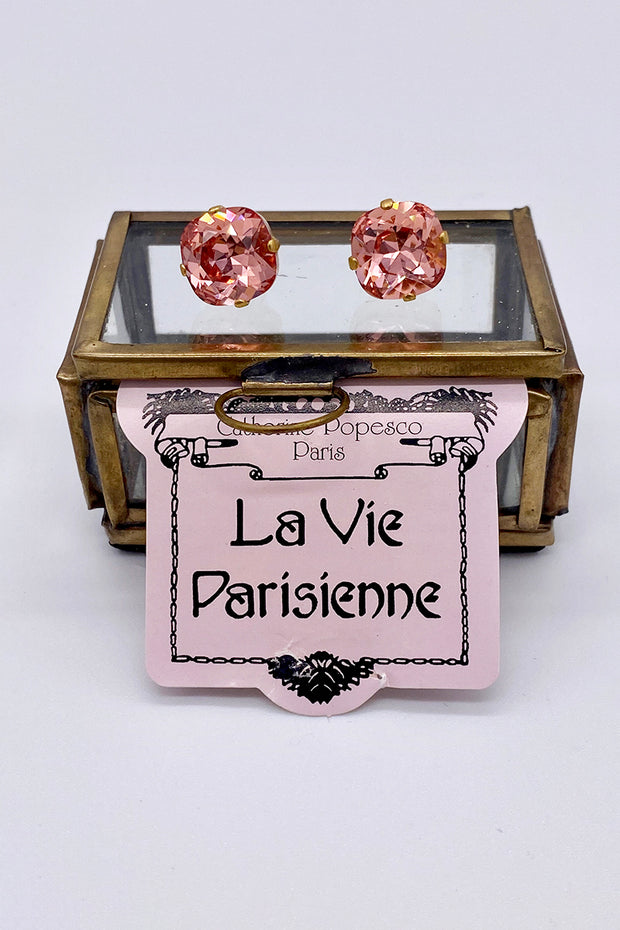 La Vie Parisienne - Peach Swarovski Crystal Stud Earrings