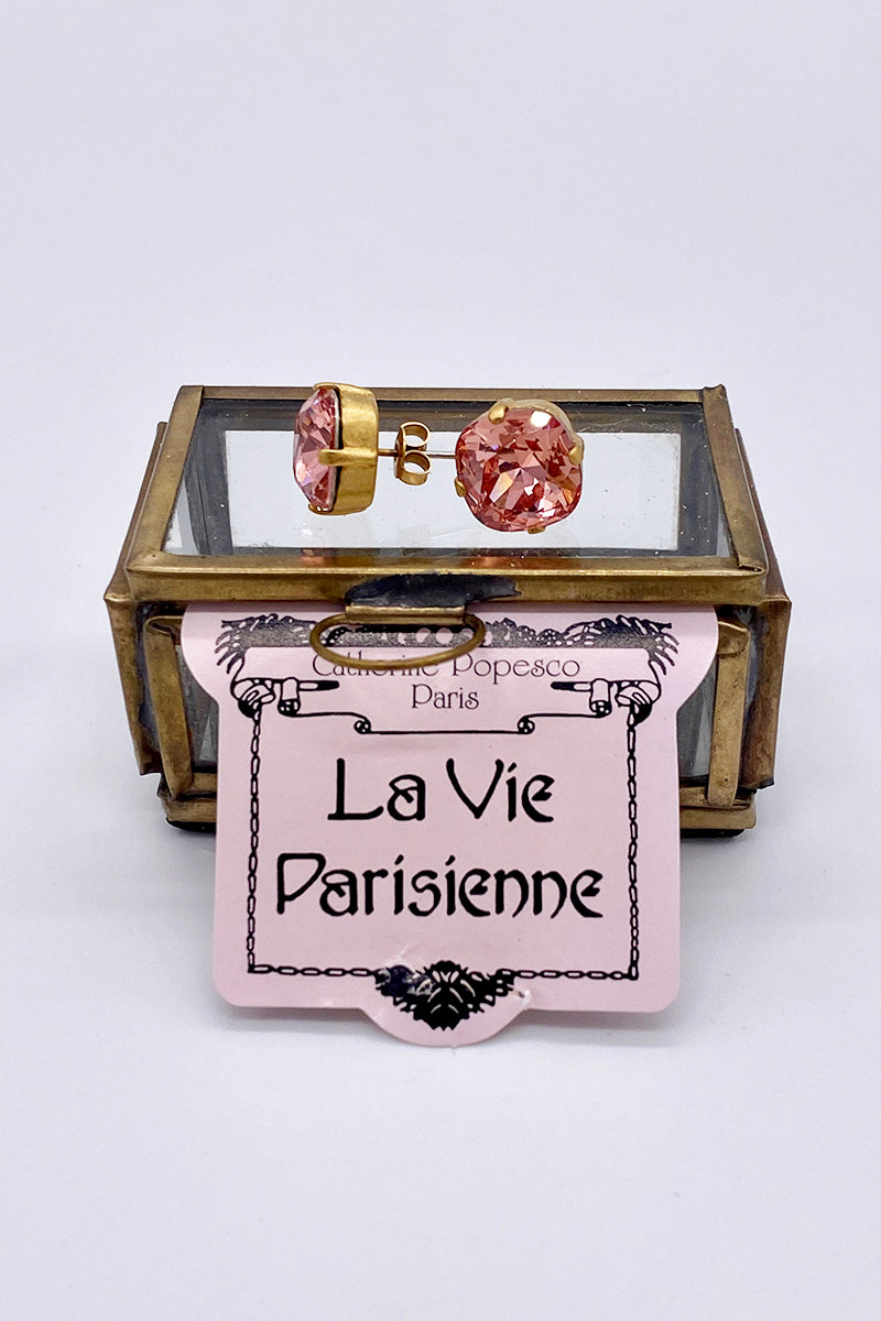 La Vie Parisienne - Peach Swarovski Crystal Stud Earrings