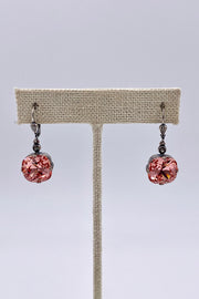 La Vie Parisienne - Peach Swarovski Crystal Leverback Hanging Stud Earrings