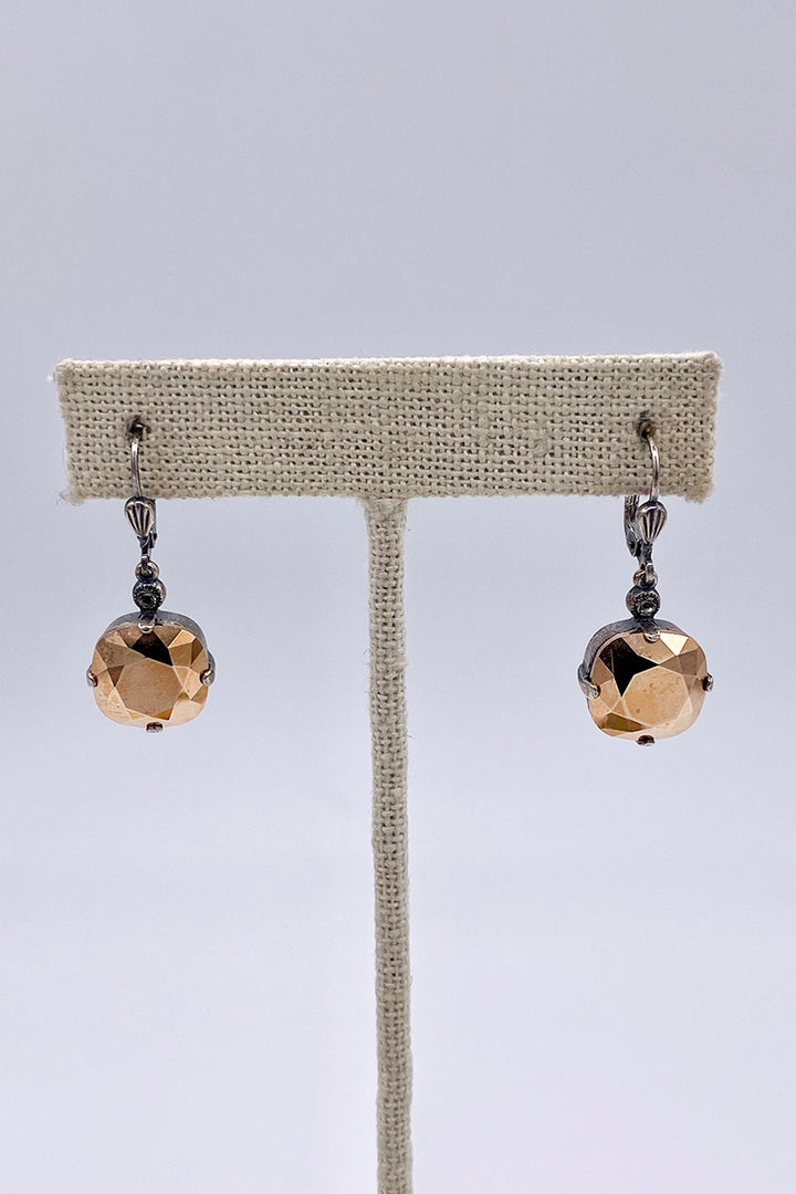 La Vie Parisienne - Crystal Dorado Swarovski Crystal Leverback Hanging Stud Earrings