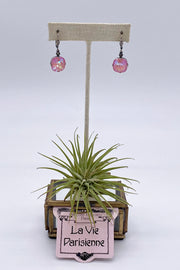 La Vie Parisienne - Light Rose Opal Swarovski Crystal Leverback Hanging Stud Earrings