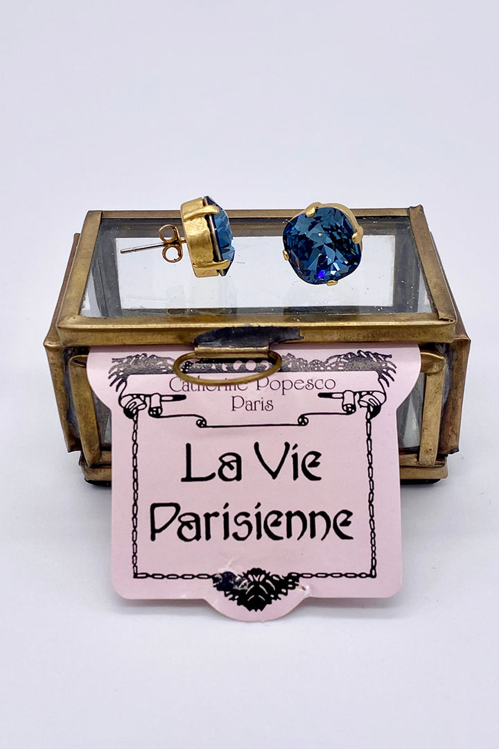 La Vie Parisienne - Sapphire Swarovski Crystal Stud Earrings