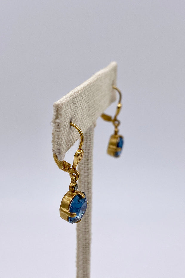 La Vie Parisienne - Sapphire Swarovski Crystal Leverback Hanging Stud Earrings