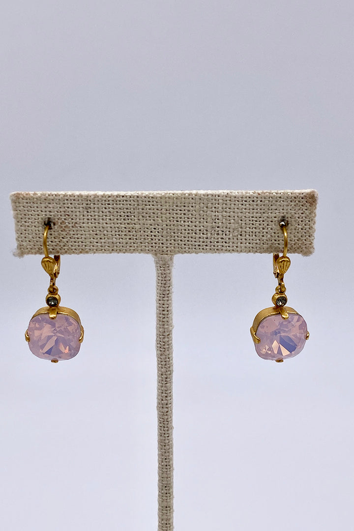 La Vie Parisienne - Rose Water Opal Swarovski Crystal Leverback Hanging Stud Earrings