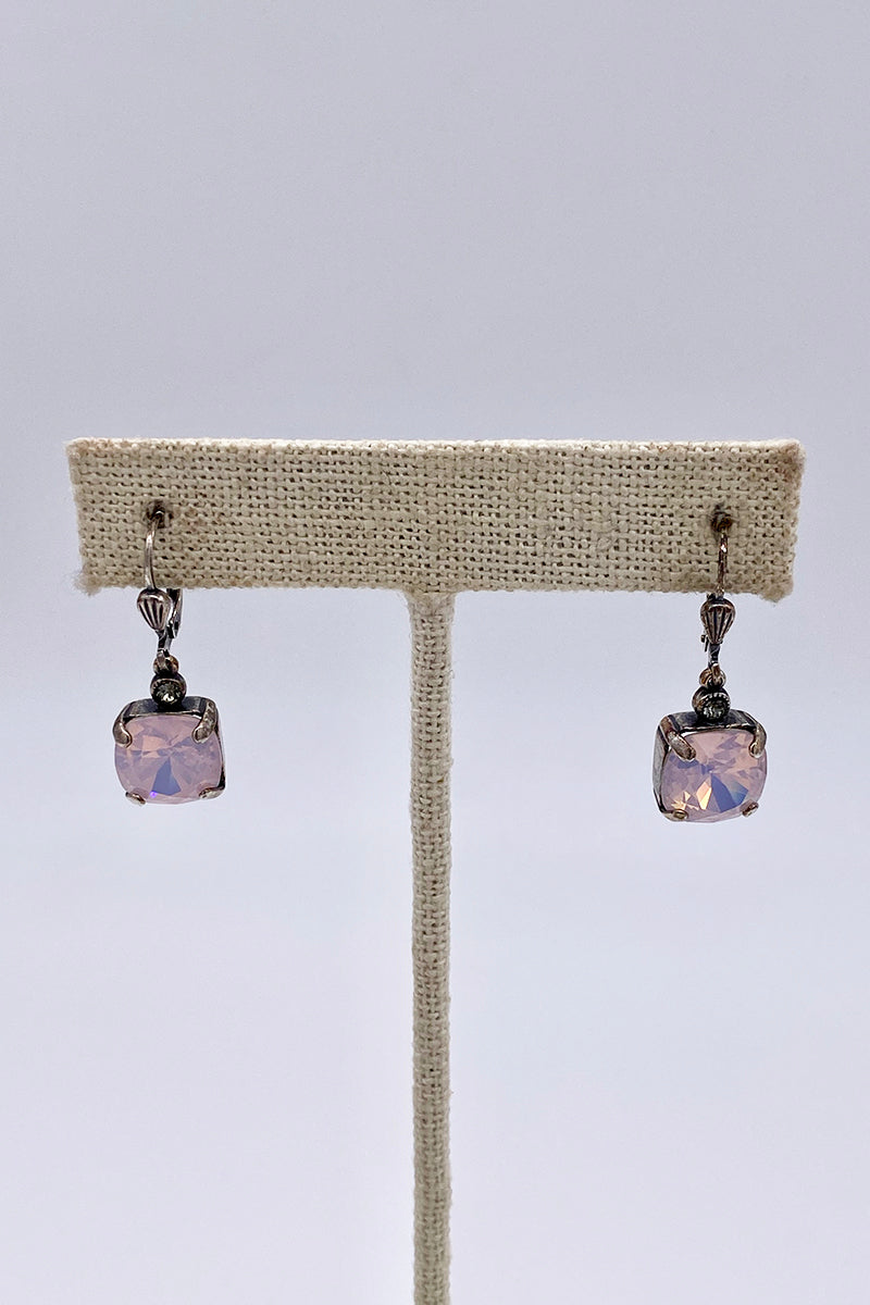La Vie Parisienne - Rose Water Opal Swarovski Crystal Leverback Hanging Stud Earrings