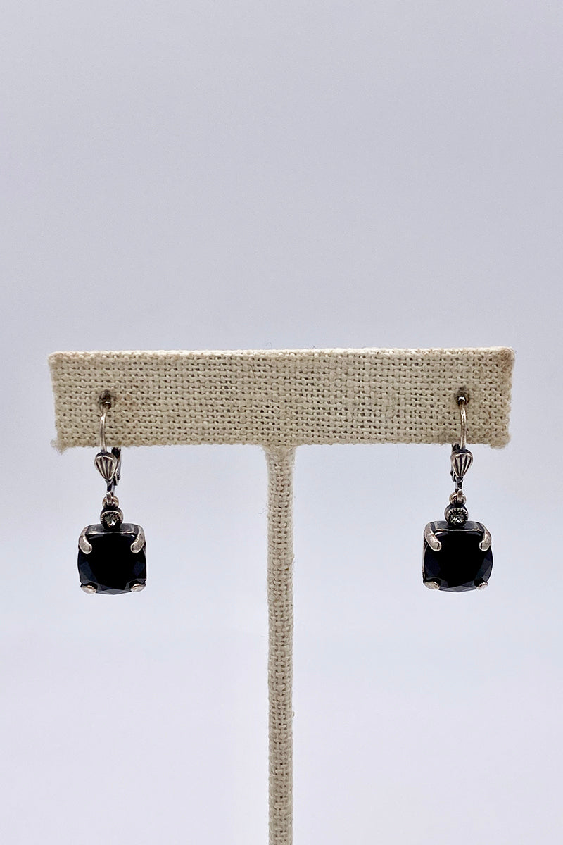 La Vie Parisienne - Jet Swarovski Crystal Leverback Hanging Stud Earrings