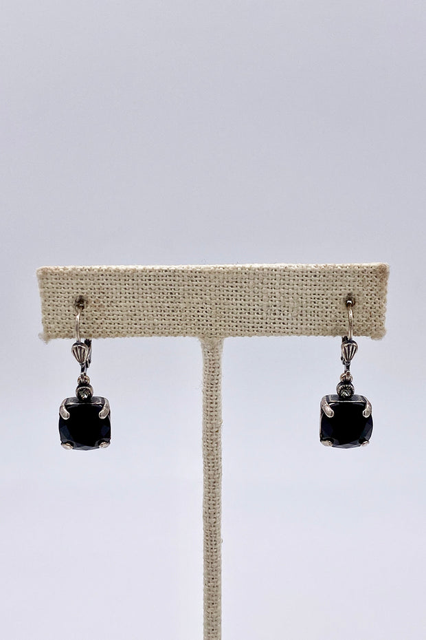 La Vie Parisienne - Jet Swarovski Crystal Leverback Hanging Stud Earrings