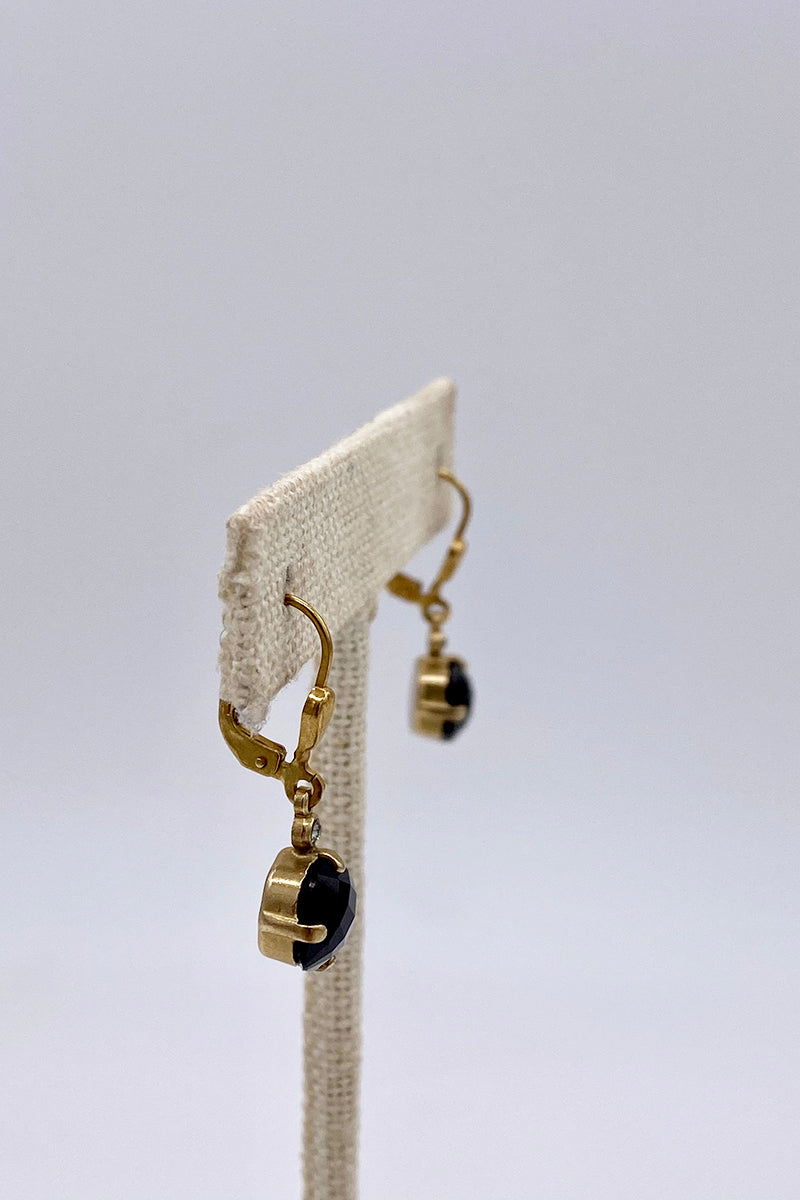 La Vie Parisienne - Jet Swarovski Crystal Leverback Hanging Stud Earrings