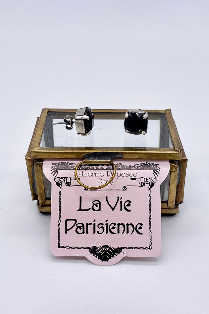 La Vie Parisienne - Jet Swarovski Crystal Stud Earrings