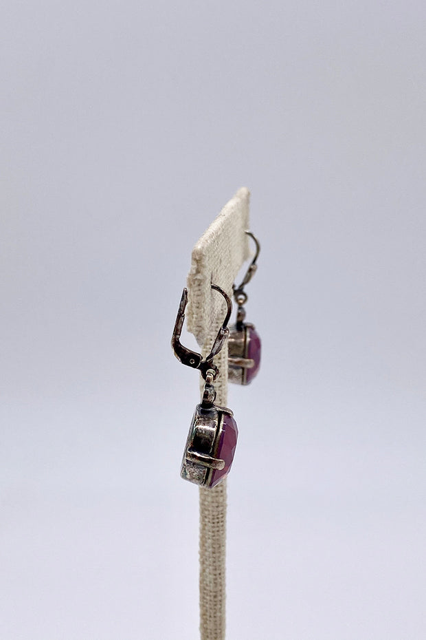 La Vie Parisienne - Purple Haze Swarovski Crystal Leverback Hanging Stud Earrings