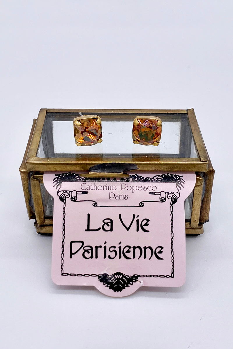 La Vie Parisienne - Smoked Topaz Studs Swarovski Crystal Stud Earrings