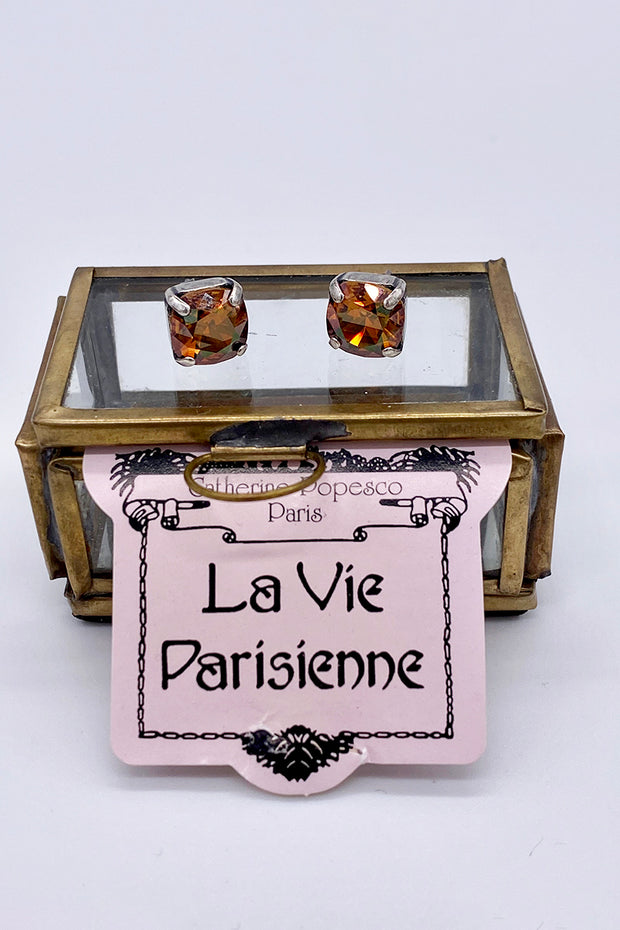 La Vie Parisienne - Smoked Topaz Studs Swarovski Crystal Stud Earrings