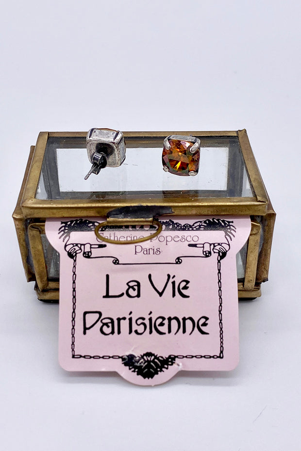 La Vie Parisienne - Smoked Topaz Studs Swarovski Crystal Stud Earrings