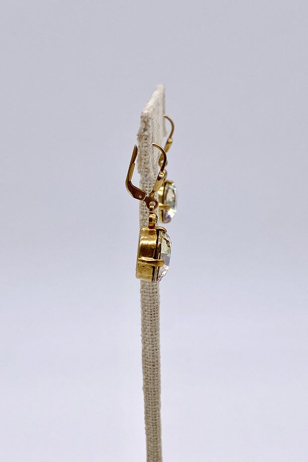 La Vie Parisienne - Champagne  Swarovski Crystal Leverback Hanging Stud Earrings